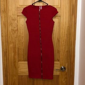Red zip-up dress